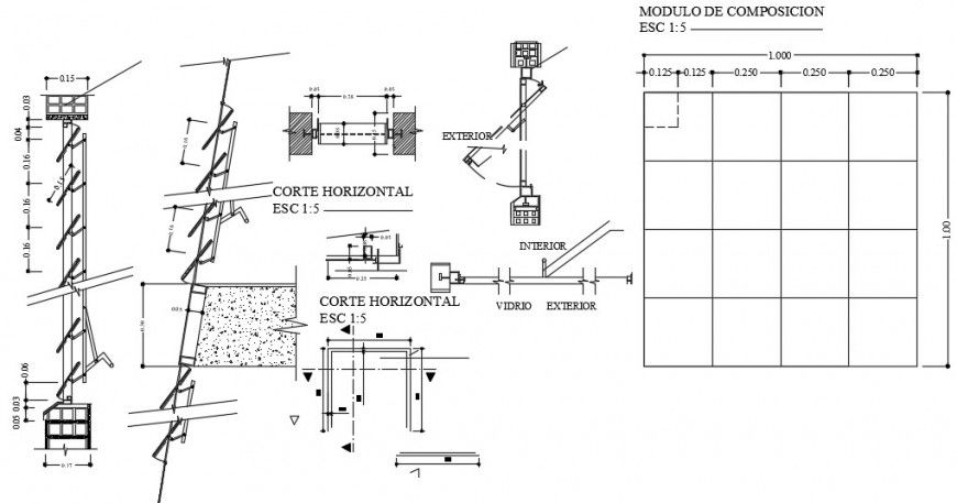 Door window units sectional drawings detail 2d view autocad file