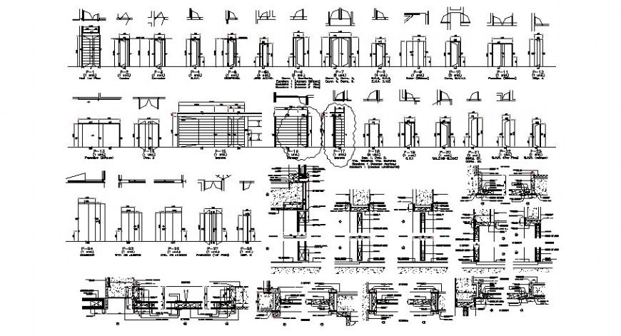 Door with wall and plan and elevation in auto cad