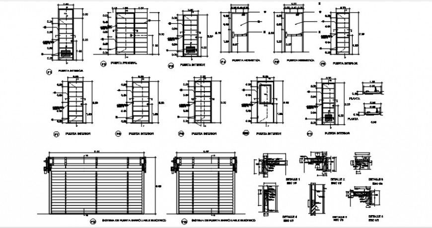Doors, windows and gate elevations and installation details dwg file
