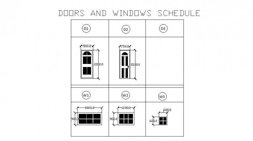Doors and window blocks schedule for house cad drawing details dwg file