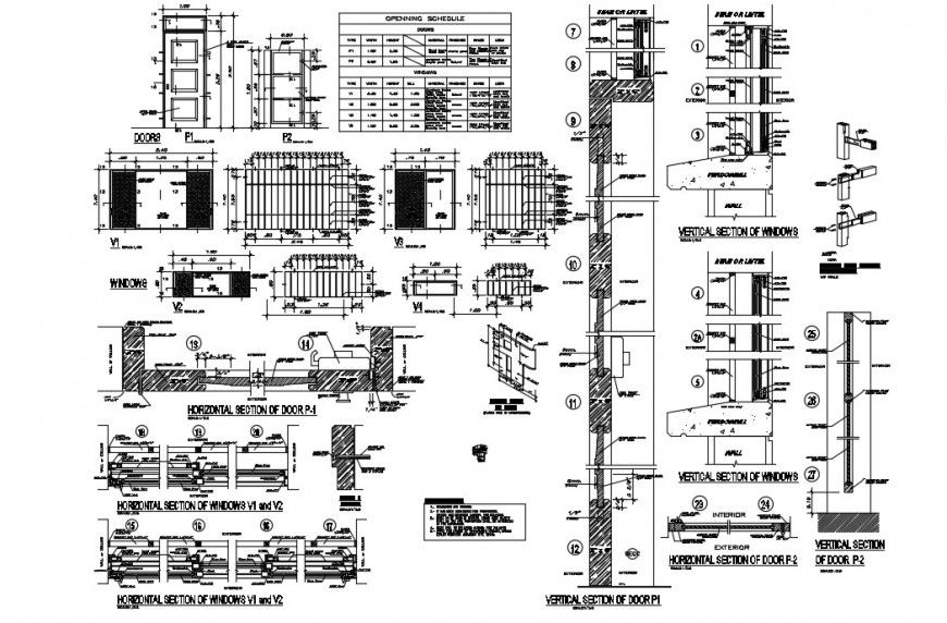 Doors and windows-details dwg file in Autocad format