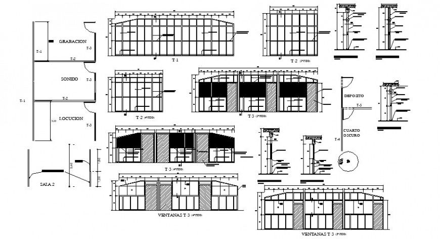 Doors and windows and ventilation installation drawing details of school building dwg file