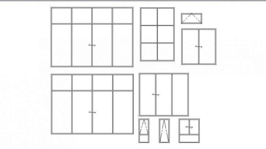 Doors and windows elevation blocks details for house dwg file
