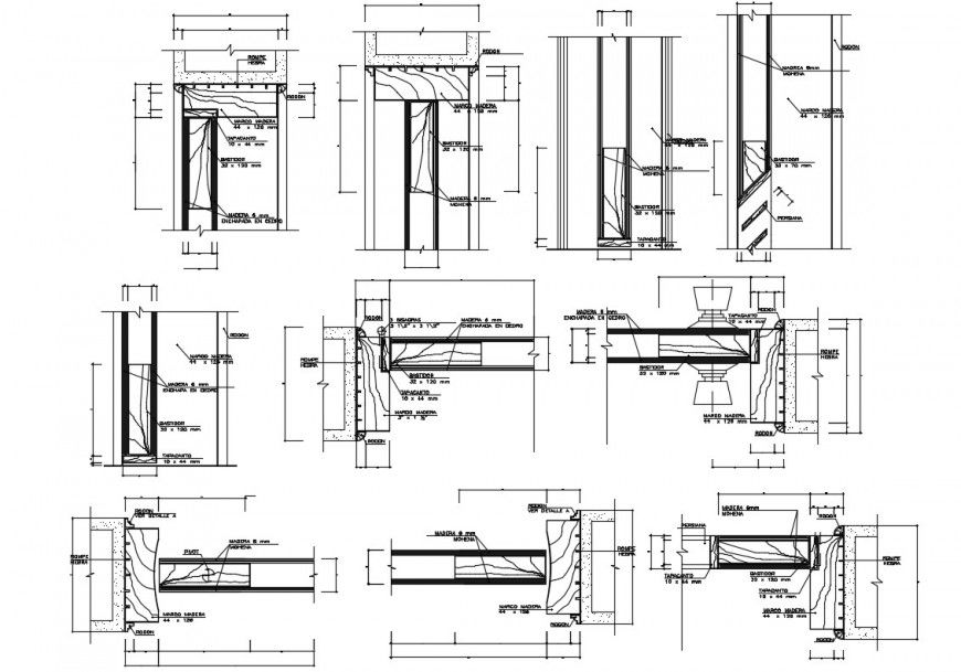 Doors and windows framing and installation details dwg file