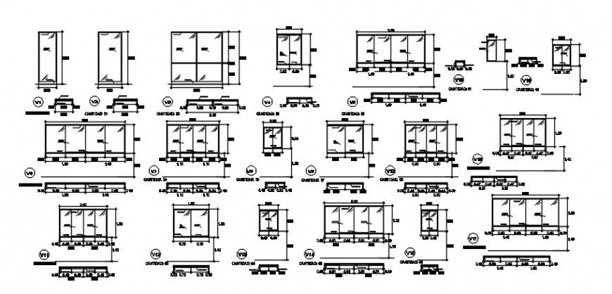 Doors and windows framing and installation details of house dwg file