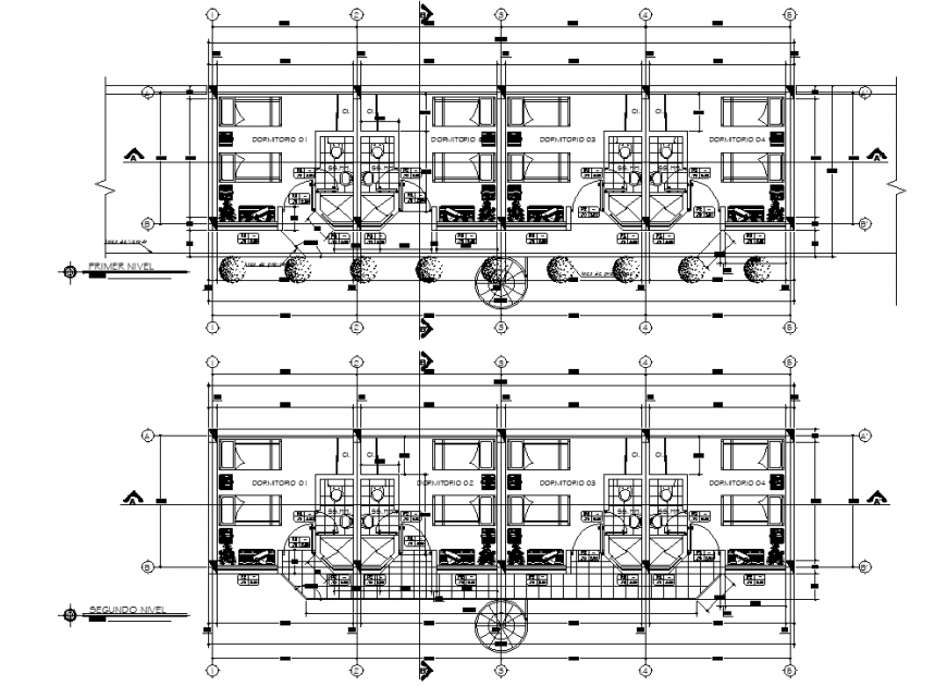 Dormitory layout plan in dwg AutoCAD file.
