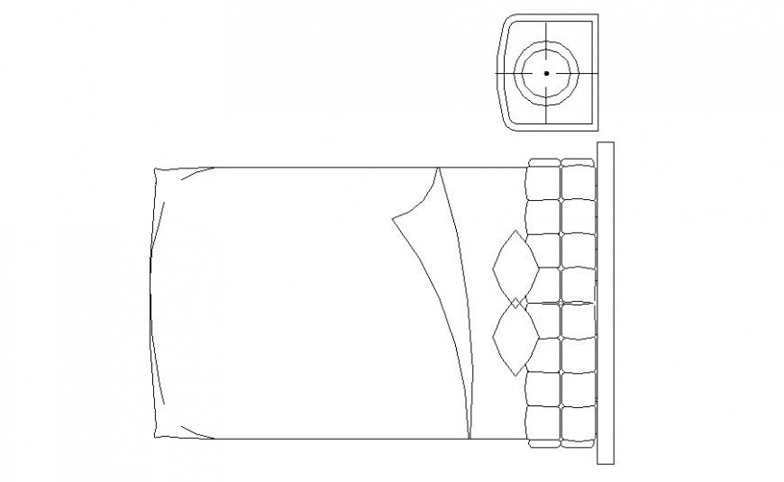 Double bed with side table and desk block cad drawing details dwg file