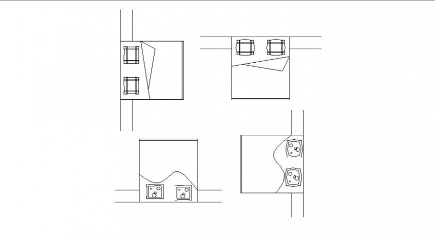Double and master bed elevation blocks cad drawing details dwg file