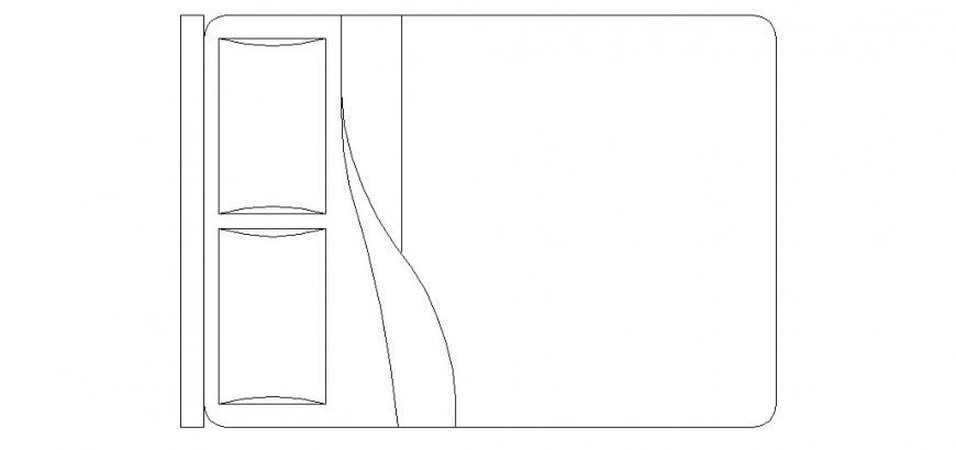 Double bed 2d elevation block drawing details dwg file