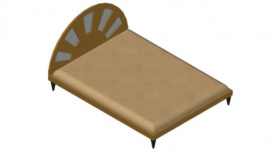 Double bed 3d detail model dwg file
