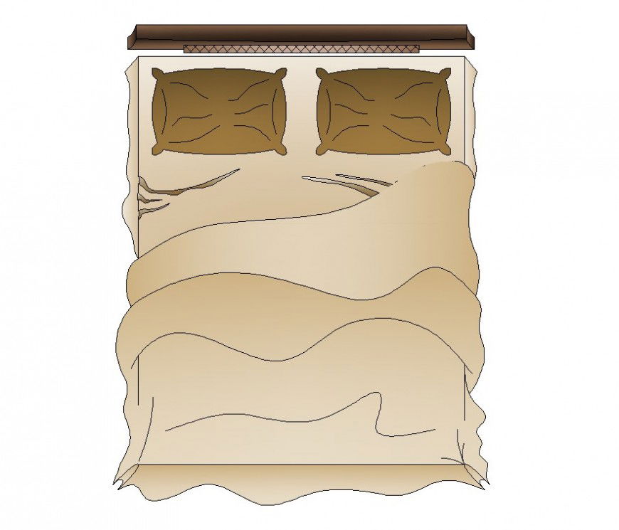 Double bed CAD furniture block detail autocad file