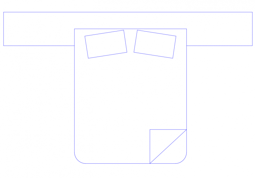 Double bed detail 2d view elevation furniture block autocad file
