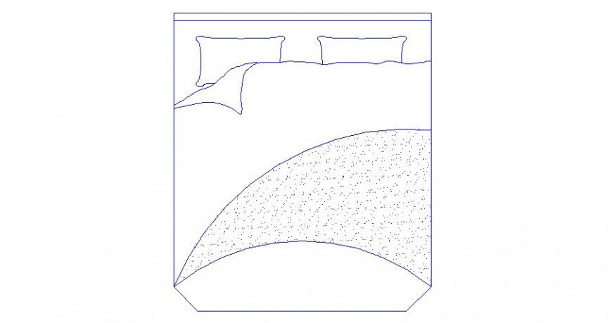 Double bed top view 2d elevation block cad drawing details dwg file
