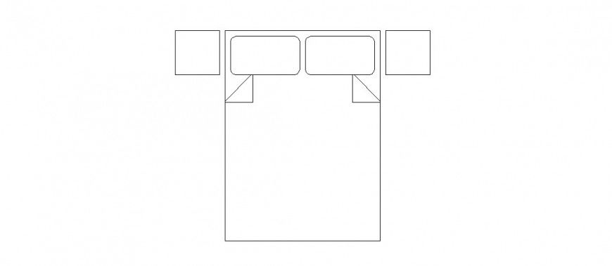 Double bed top view elevation block auto-cad drawing details dwg file