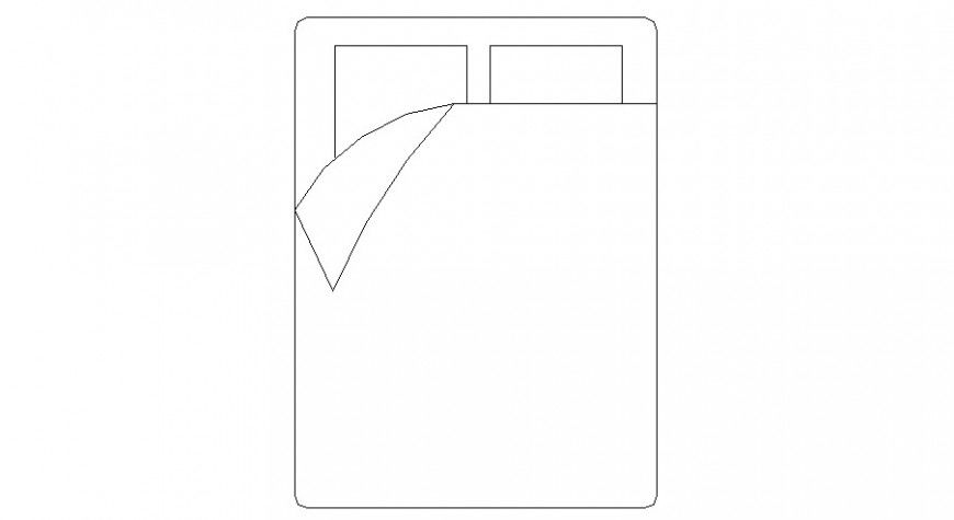 Double bed top view elevation cad block details dwg file