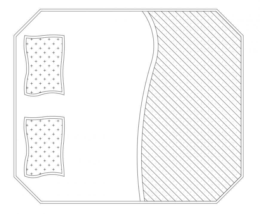 Double bed units detail 2d view CAD furniture block autocad file