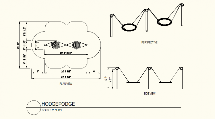 Double cloud detail plan and elevation layout file