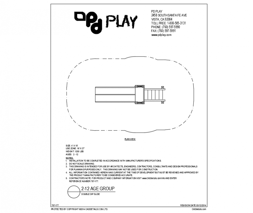 Double dip slide play equipment details of garden dwg file