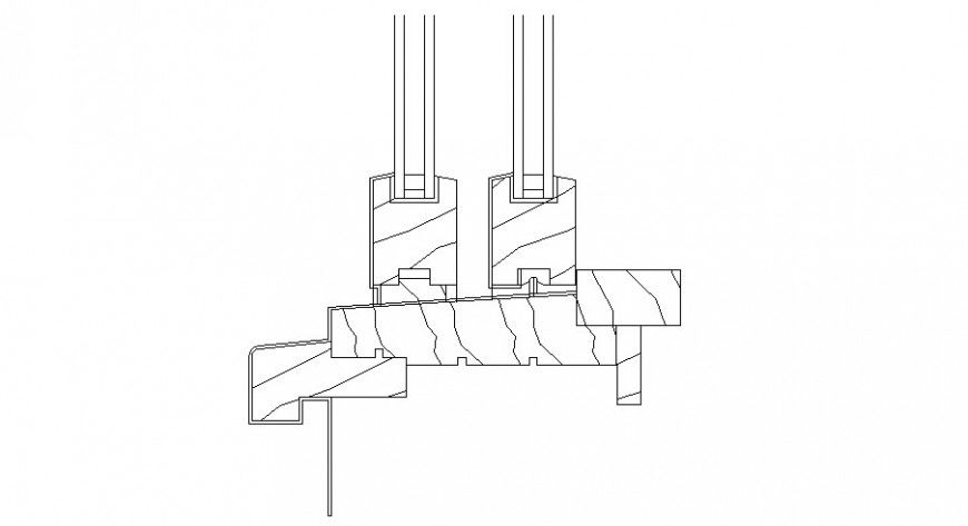 Double door coupling auto-cad drawing details dwg file