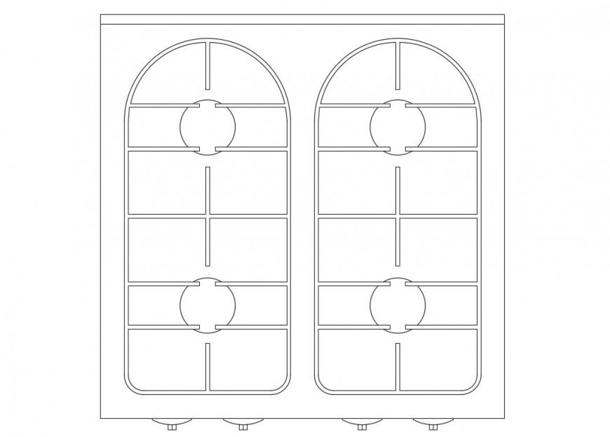 Double door elevation block cad drawing details dwg file