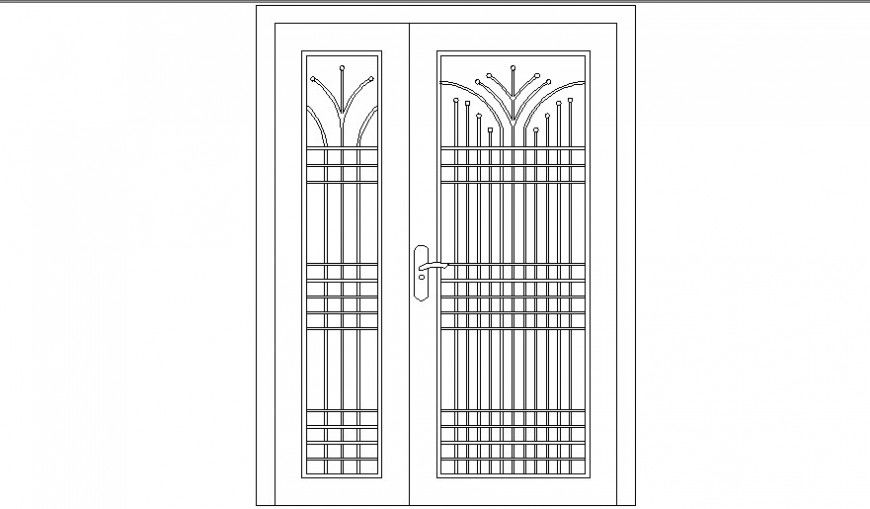 Double door elevation cad drawing details dwg file