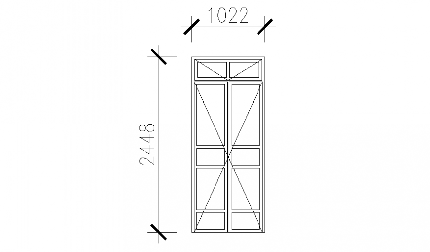 Double door elevation drawing in dwg file.