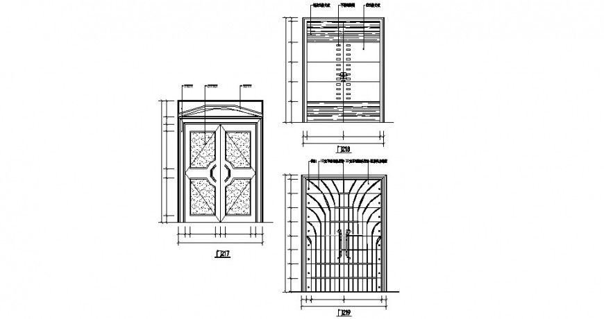 Double door elevation plan layout file