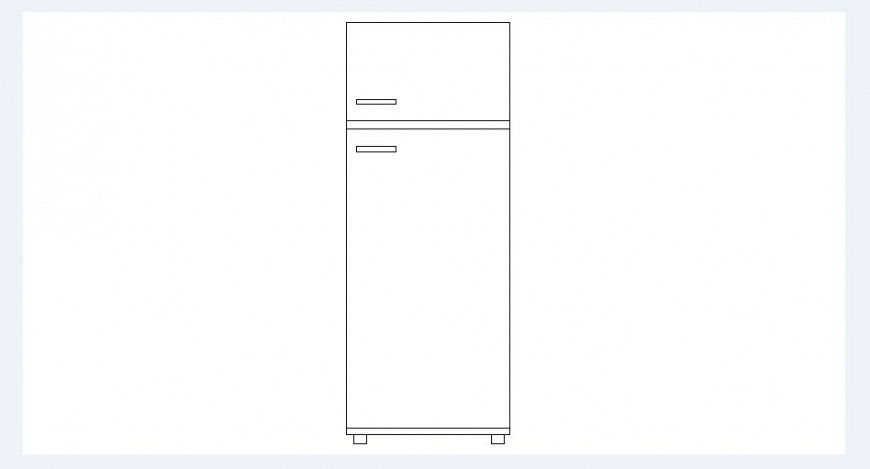 Double door fridge 2d elevation block cad drawing details dwg file