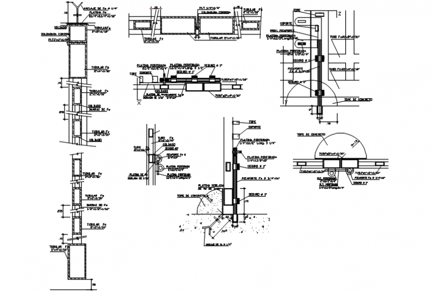 Double door gate framing and installation drawing details dwg file