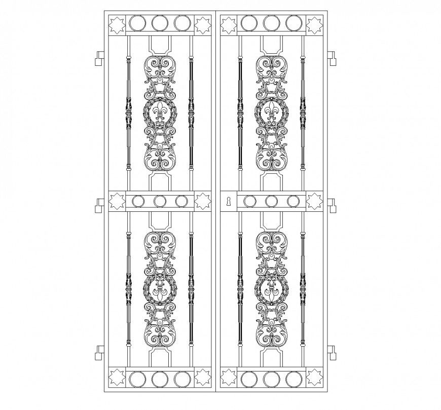 Double door iron grille layout file