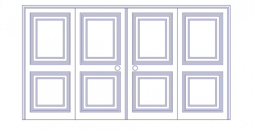 Double door long window front elevation cad drawing details dwg file