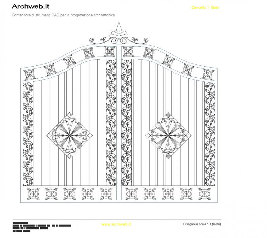 Double door main gate  plan autocad file