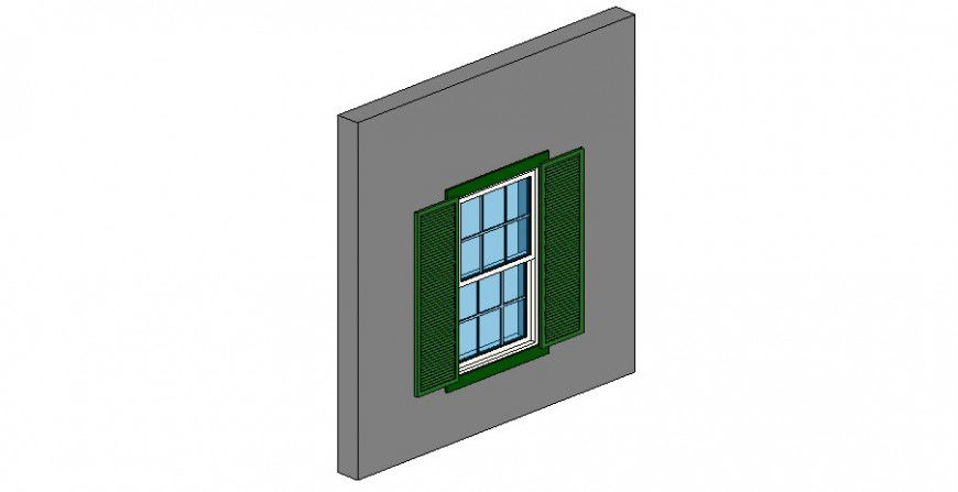 Double hung sash window with shutters 3d model layout Revit file
