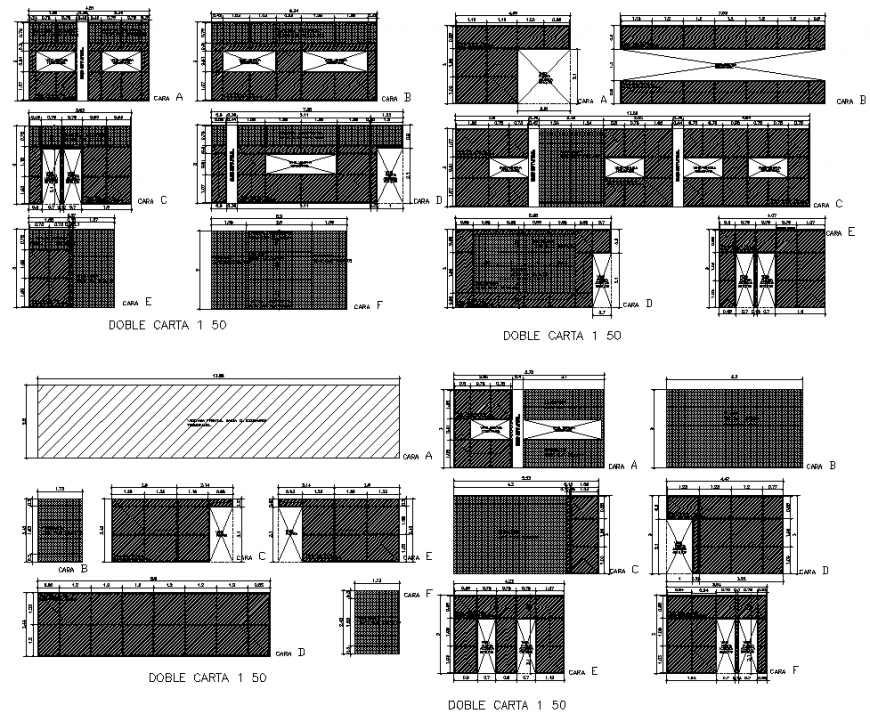 Double letter elevation house plan autocad file