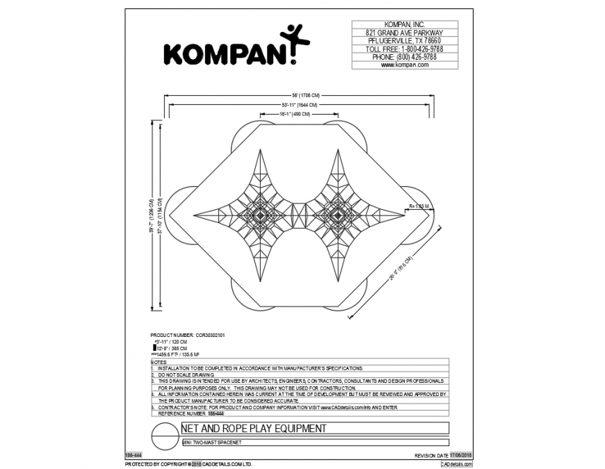 Double net and rope play equipment for kids dwg file