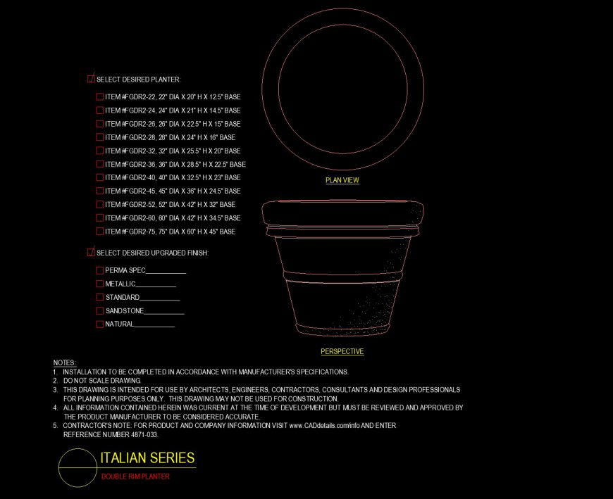 Double rim planter drawing in dwg file.