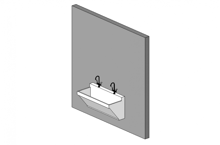 Double scrub sink design 3d block cad drawing details dwg file