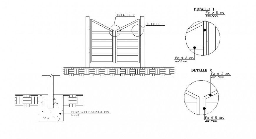 Double sheet metal gate auto-cad details dwg file