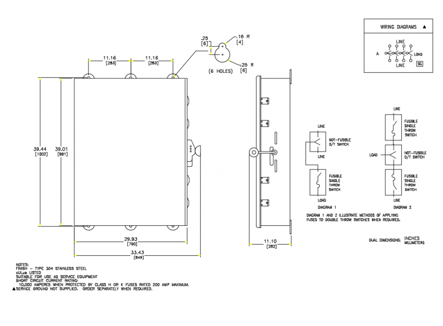 Double shot switch mca electrical fitting layout cad drawing details dwg file