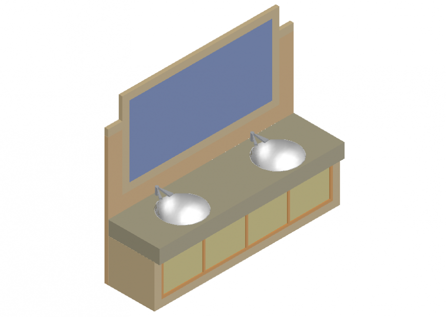 Double sink 3 d modal detail autocad file