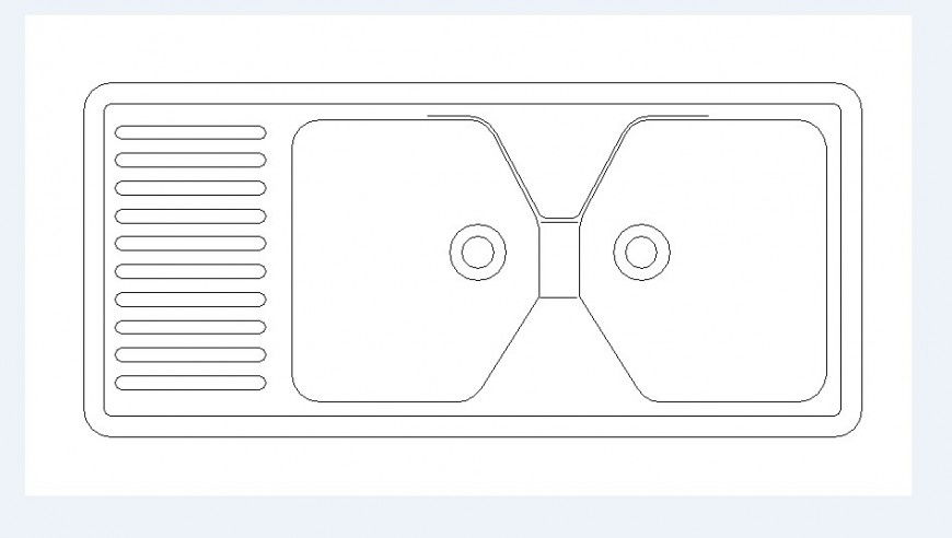 Double sink elevation block drawing details dwg file
