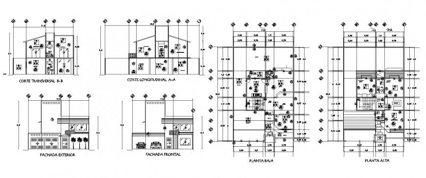 Double storage house plan and elevation in AutoCAD file.