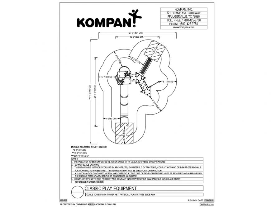 Double tower plastic tube slide play equipment dwg file