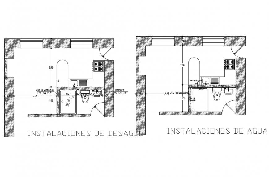 Drain and water facilities of kitchen and toilet cad drawing details dwg file