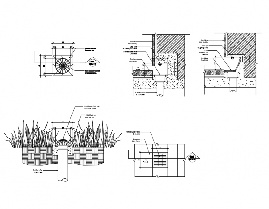 Drain inlet plumbing construction cad drawing details dwg file