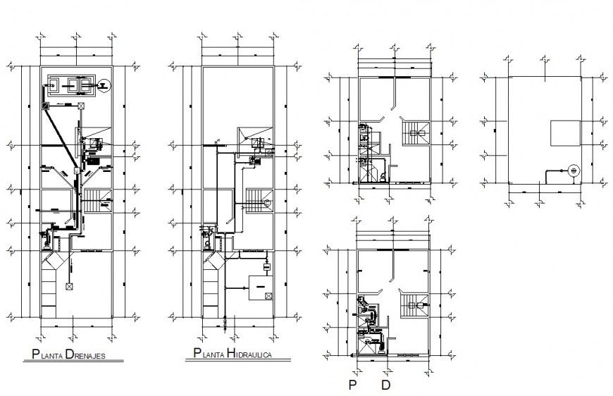 Drainage, hydraulic system and sanitary installation details dwg file