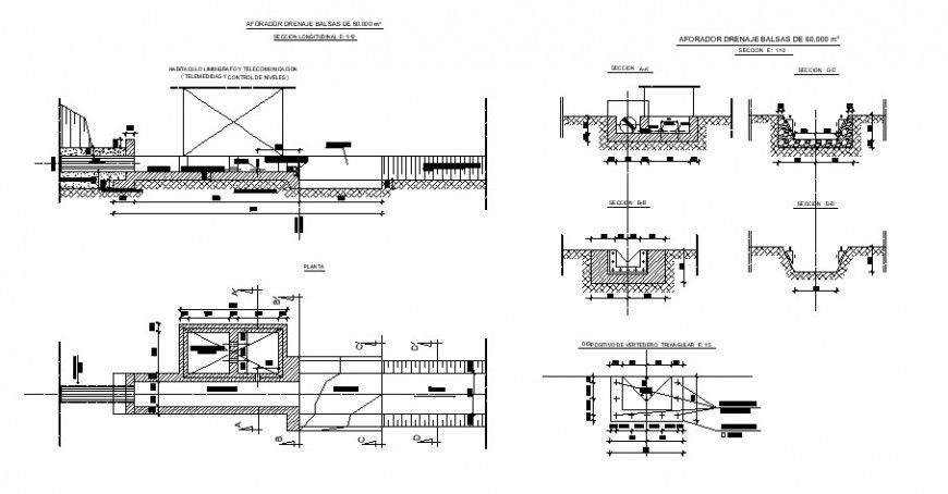 Drainage construction detail drawing in dwg AutoCAD file.