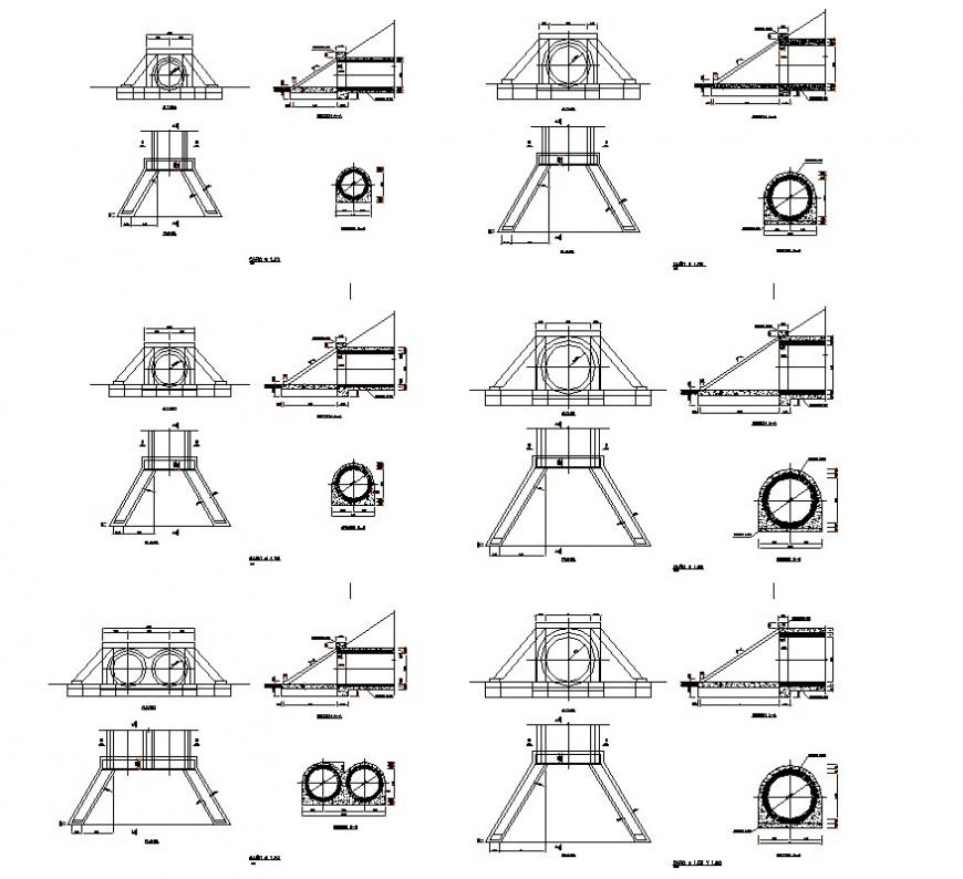 Drainage installation detail 2d view CAD sanitary block layout dwg file
