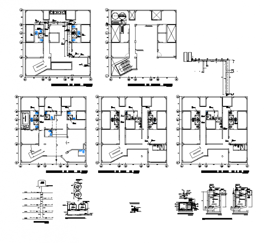 Drainage installation of a building detail elevation 2d view autocad file