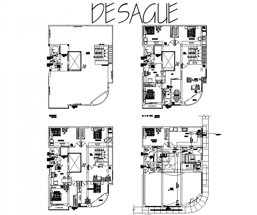 Drainage layout plan of the bungalow drawing in dwg AutoCAD file.
